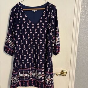 Navy Geometric Print Women's Dress